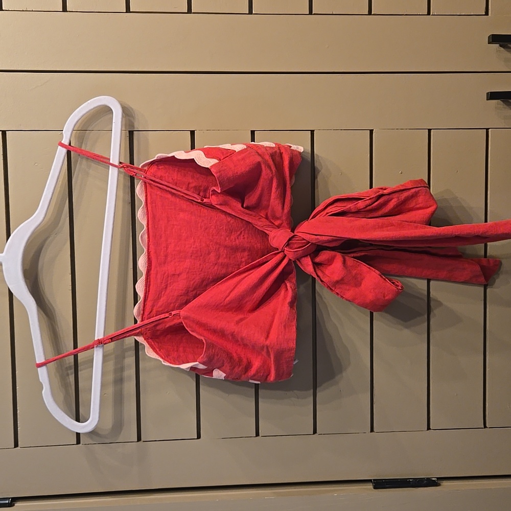 Farm Rio women Wrap Crop Top in Red size Small - Picture 7 of 11